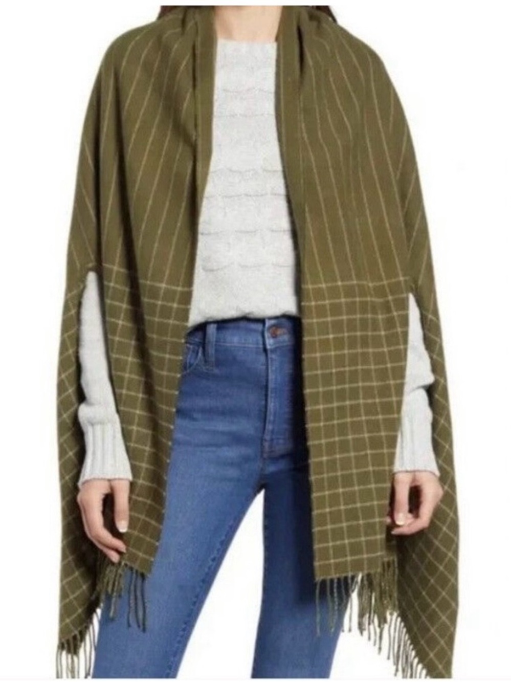 Madewell Pitch Stitch Cape Scarf Green One Size